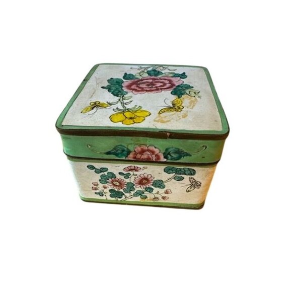 Antique Asian Enamel Pastel Jewelry Box With Lid - Picture 1 of 9
